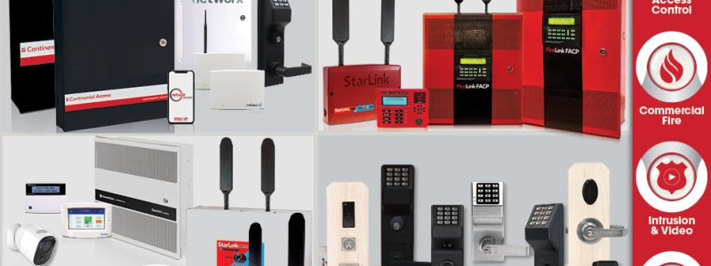 Verkada Installers Collage of security devices—control panels, alarm systems, keypads, locks, antennas, cameras—with icons for access control, commercial fire, intrusion & video. Features Jendy Physical Security and Verkada Installers for advanced protection solutions.
